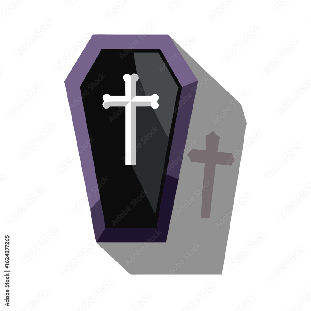 Fototapeta premium Illustration of a coffin with a cross isolated on white background