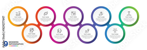 Infographic design with icons and 9 options or steps. Infographics business concept for info graphics