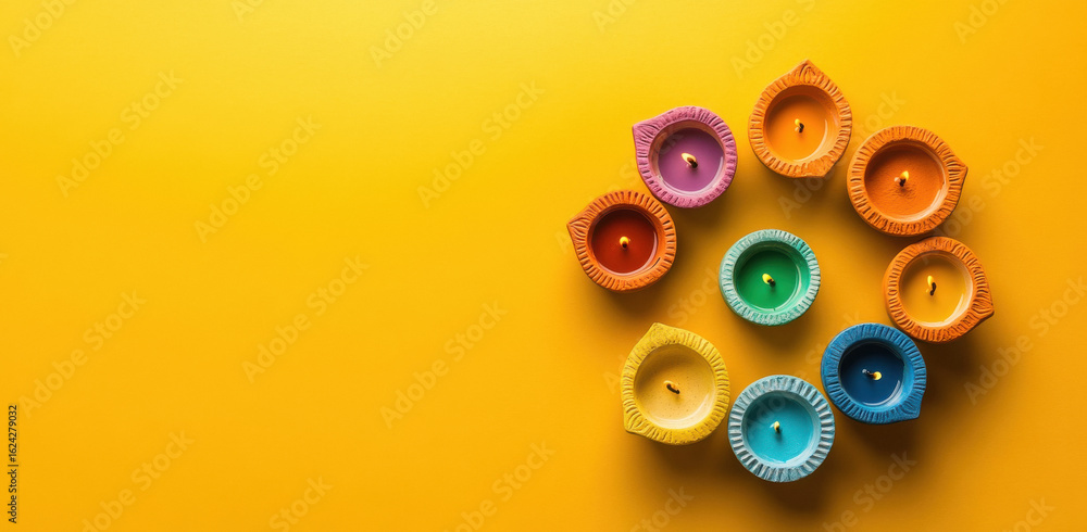 Top view of traditional oil lamp on diwali festival Top view of traditional oil lamp on diwali festival