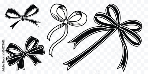 Elegant Black and White Ribbon Bow Collection for Gift Wrapping and Decoration Projects with Artistic Flair
