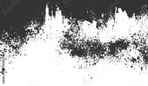 Monochrome texture composed of irregular graphic Distressed dust, overlay, vector design black grunge texture transparent background