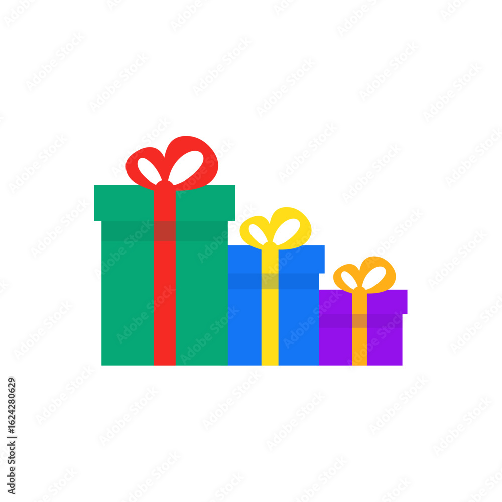 Gift box icon in trendy flat style. Holiday decoration presents. Festive gift surprise. Vector illustration. Gift box icon in trendy flat style. Holiday decoration presents. Festive gift surprise. Vector illustration.