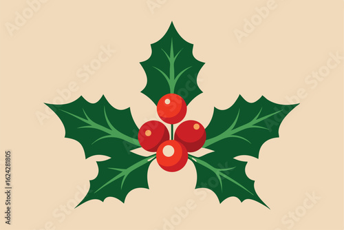 vintage style holly branch illustration with deta (1).eps
