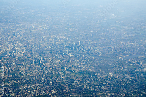 Aerial view across central London
