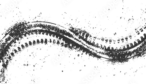 Abstract Grunge Tire Skid Mark Vector design dust overlay black tire isolated on transparent background