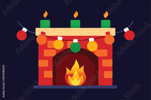 warm glowing fireplace with flickering flames and  (1).eps