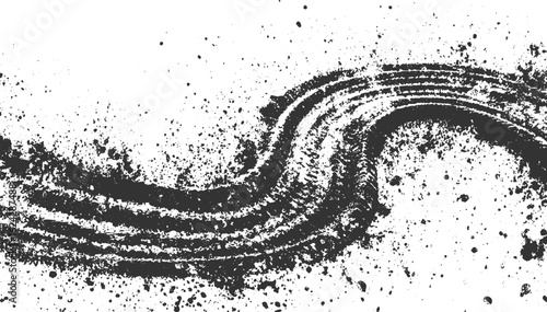 Abstract Grunge Tire Skid Mark Texture Vector Design on Transparent Background