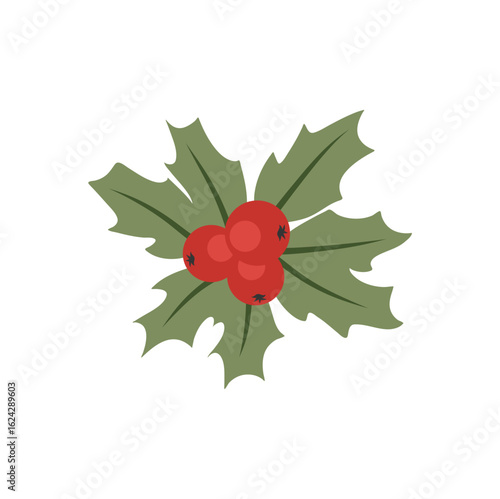 Christmas holly berry vector icon
