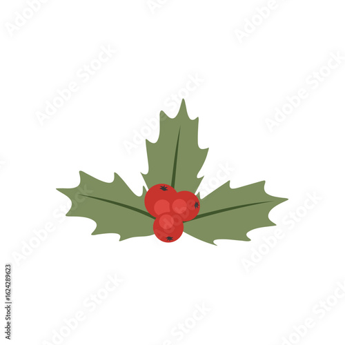 Christmas holly berry vector icon