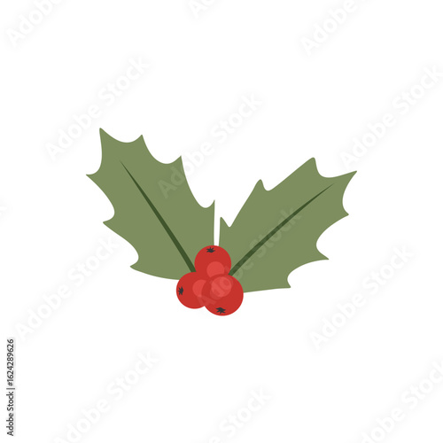 Christmas holly berry vector icon