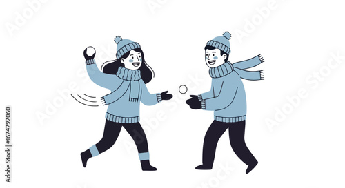 Winter Fun: Snowball Fight in the Snow