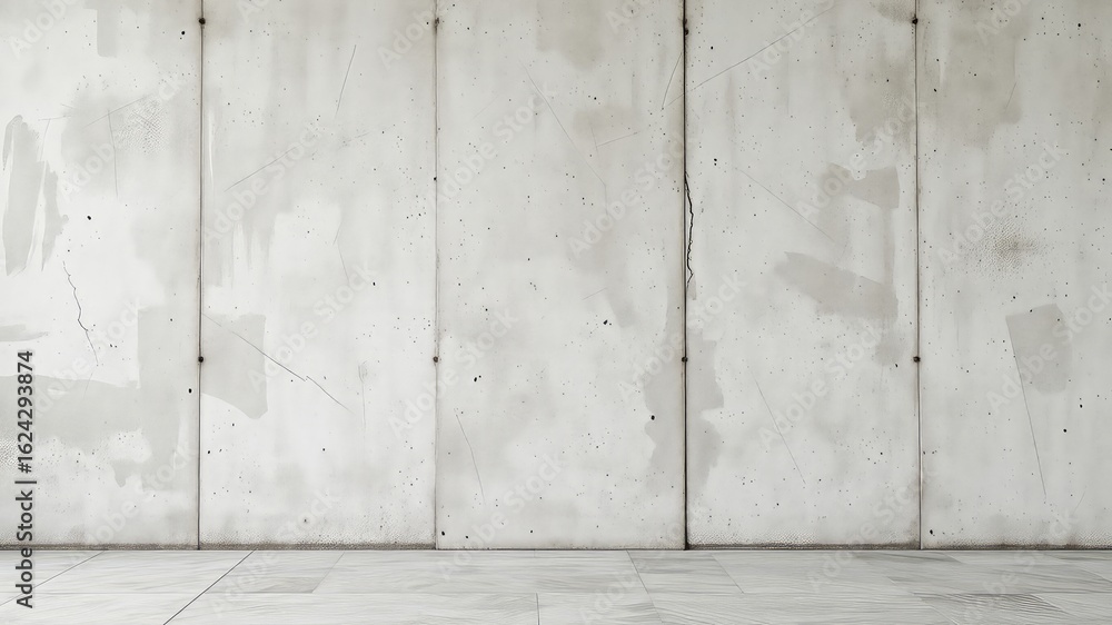 A Concrete Wall Constructed From Cement Panels with a Seamless Floor Providing a Blank Background A Concrete Wall Constructed From Cement Panels with a Seamless Floor Providing a Blank Background