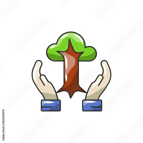 Nature Connect Icon, Healing Forest Therapy Vector.