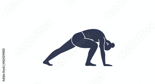 Isolated silhouette Woman stretching in yoga pose on white background
