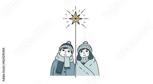Winter Wish: Couple Gazing at Star