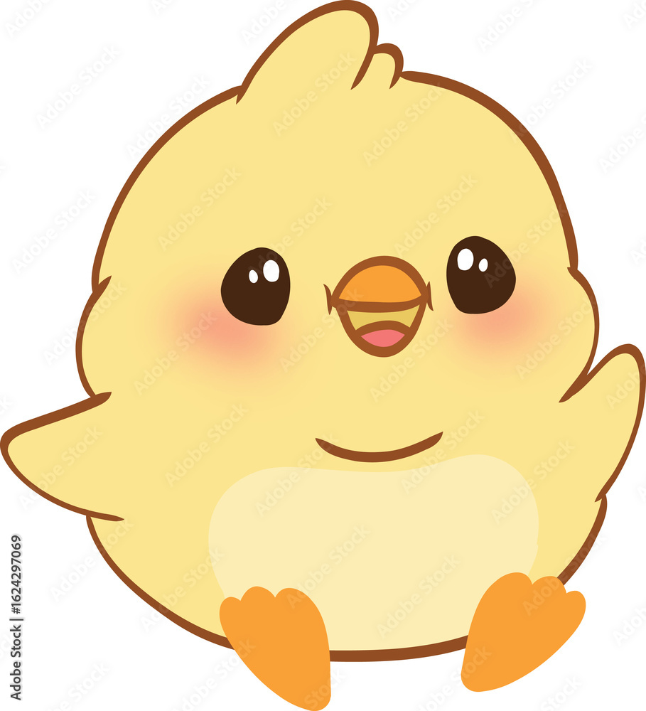 Fototapeta premium Cute cartoon yellow chick character