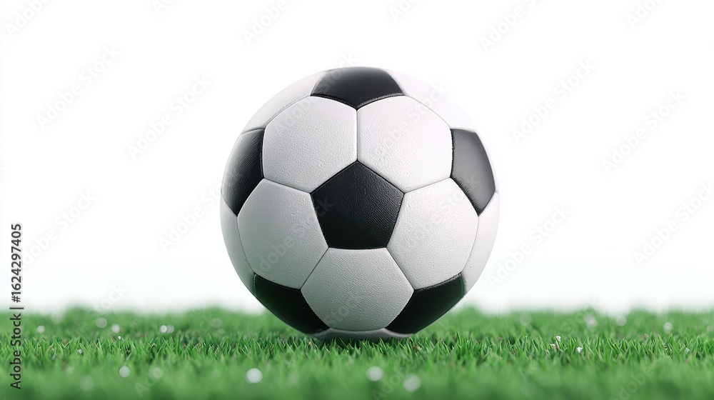 Naklejka premium Soccer Ball on Grass: Football, Game, Sport, Recreation