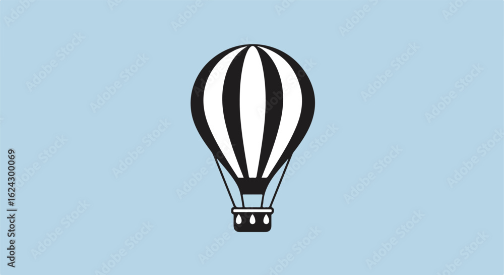 Obraz premium Hot air balloon flies over clear sky, simple illustration for travel or graphic needs