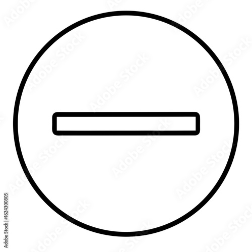 Black and white minus symbol inside a circle