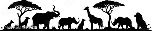 African Safari Silhouettes vector bundle