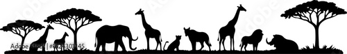 African Safari Silhouettes vector bundle