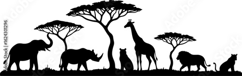 African Safari Silhouettes vector bundle