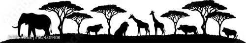 African Safari Silhouettes vector bundle