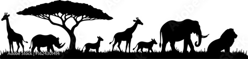 African Safari Silhouettes vector bundle