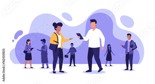 Diverse businesspeople collaborating, ideal for presentations on teamwork and networking.