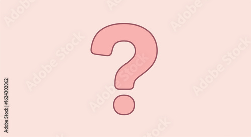Pink question mark on light pink background for help, support, or quiz uses