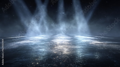 Glowing Cityscape Stage Background With Spotlight Effect