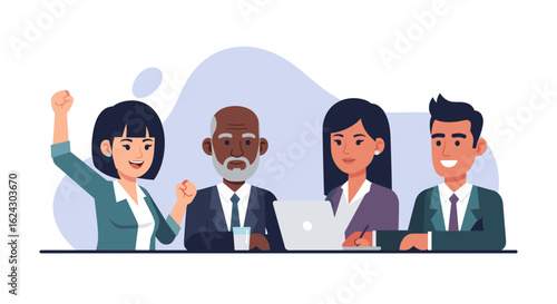 Diverse business team celebrating success. Perfect for website banners, presentations, and marketing materials.