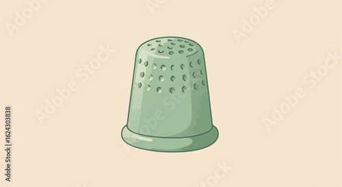 Thimble for sewing on an isolated beige background for craft projects or protection