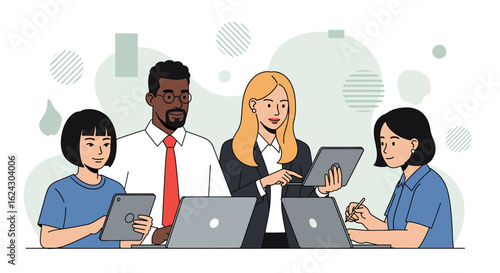 Diverse Business Team Collaboration: Illustration for Website or Brochure