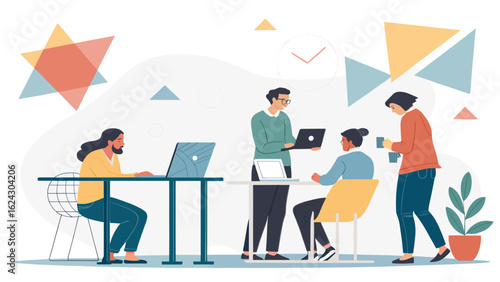 Diverse team collaborating on project, perfect for website landing page or company brochure.
