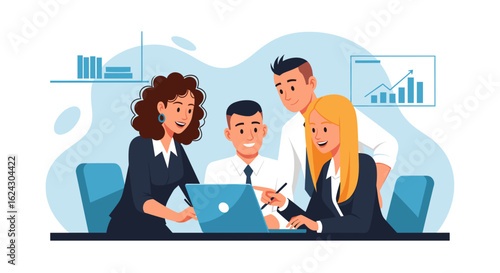 Business team collaboration, perfect for website landing pages or company brochures.