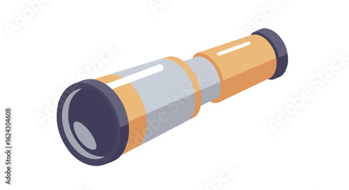 Nautical spyglass on white background for searching, exploring, discovery needs