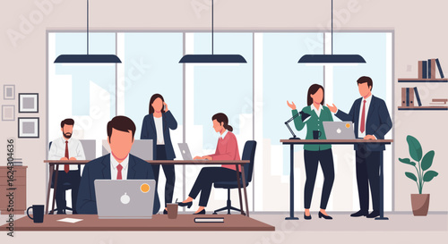 Modern office workers collaborating, perfect for business presentations or website banners.