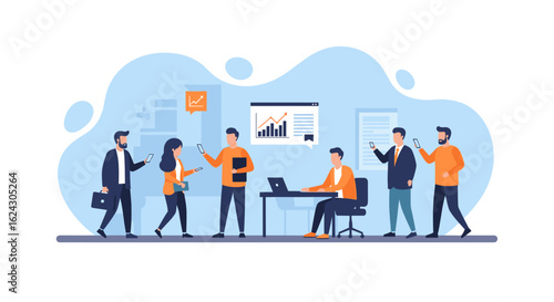 Teamwork and Collaboration: Modern Business Illustration for Website or Presentation