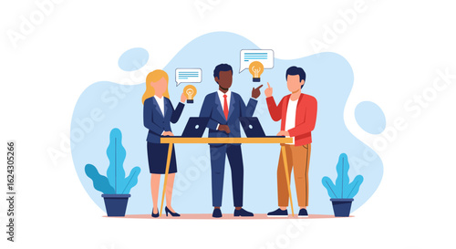 Diverse business team brainstorming new ideas, perfect for landing pages and presentations.