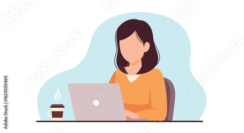 Woman working on laptop, perfect for blog posts about remote work, productivity, or freelance life.