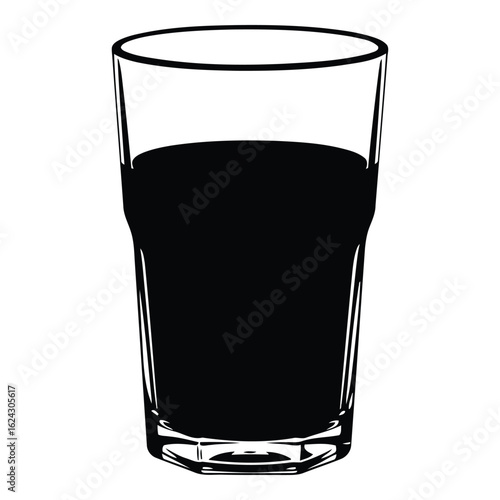 Black Silhouette of a Full Glass of Dark Liquid drink
