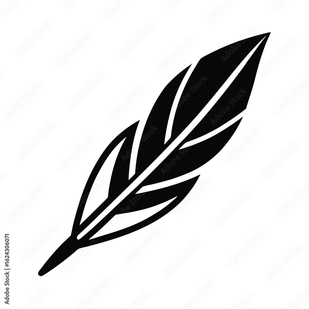 Obraz premium Feather Outline Vector Illustration