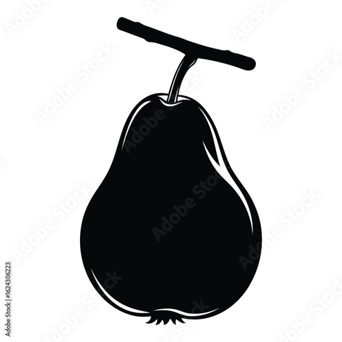 Black silhouette of a pear on a white background fruit