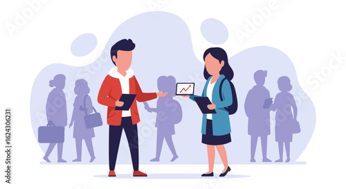 Two colleagues discussing business growth, perfect for presentations or reports.