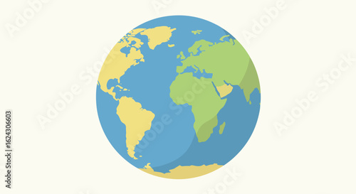 Globe Displayed on White. Map of continents is in background. Graphic use