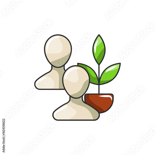 Community Roots Icon, Mutual Support Network Vector.