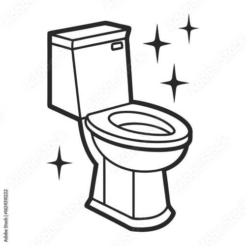 Vector art of clean toilet with sparkles isolated on white background for hygiene concept
