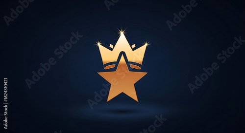 Golden star and crown logo design for royalty, success, and achievement themes