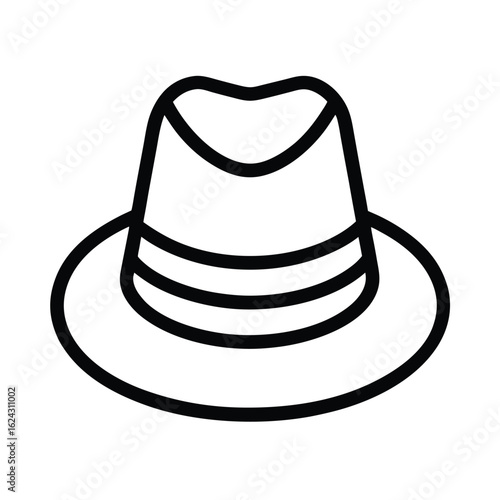 Fedora Outlined In Bold Vector Illustration